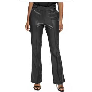 Calvin Klein Women's Faux Leather High Rise Flare Leg Pants Size 10